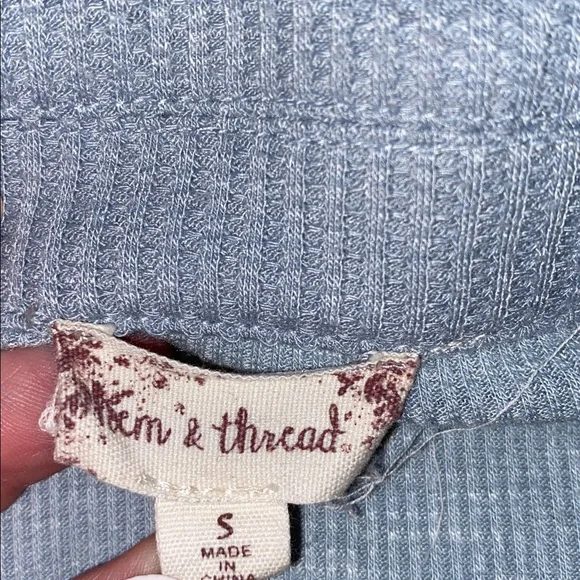 Hem & Thread Light Blue Button-Down Shirt Lace Accents - Picture 10 of 11